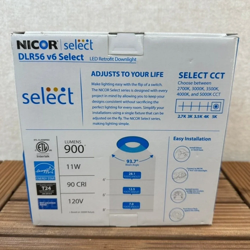 NICOR select DLR56 v6 Select LED Retrofit Downlight 56 Inch 900 Lumens White